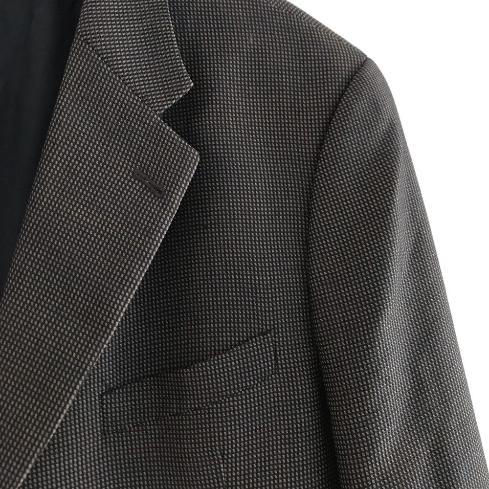 Joseph Abboud | Gingham Wool Suit Jacket Mens Size 46R Gray Three Button